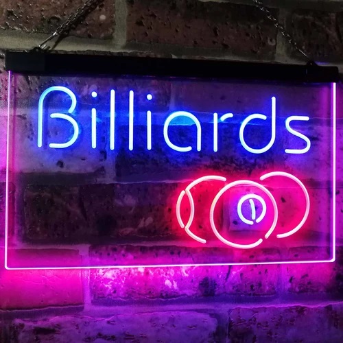 Pool Billiards Dual LED Neon Light Sign